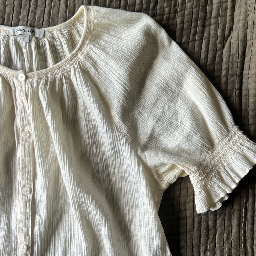 Madewell smocked gauzey blouse